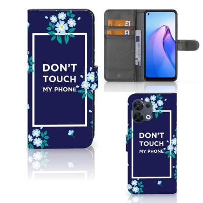 OPPO Reno8 Portemonnee Hoesje Flowers Blue DTMP OPPO Reno8 Portemonnee Hoesje Flowers Blue DTMP