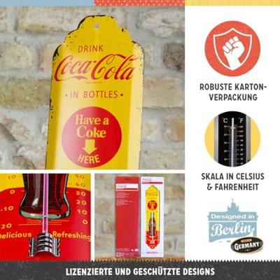 TFA Dostmann NOSTALGIC ART Coca Cola 12.2060.10 Thermometer Geel, Rood TFA Dostmann NOSTALGIC ART Coca Cola 12.2060.10 Thermometer Geel, Rood