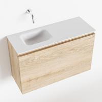 MONDIAZ OLAN 80cm toiletmeubel washed_oak. LEX wastafel talc links geen kraangat - thumbnail