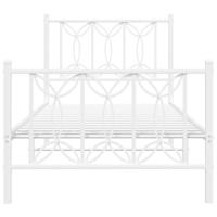 Bedframe met hoofd- en voeteneinde metaal wit 90x190 cm - thumbnail