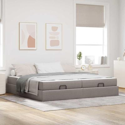 Bedframe met opslag Taupe 200 x 200 cm Stof