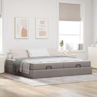 Bedframe met opslag Taupe 200 x 200 cm Stof - thumbnail