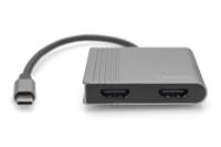 DIGITUS USB-C grafische adapter - USB-C naar 2x HDMI - UltraHD 4K/60Hz - SST/MST-ondersteuning - 18 cm kabellengte - Plug & Play - Grijs - thumbnail