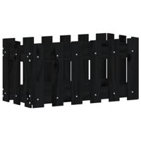 Plantenbak met hekontwerp 60x30x30 cm massief grenenhout zwart - thumbnail