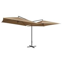 VidaXL Parasol dubbel met stalen paal 250x250 cm taupe - thumbnail