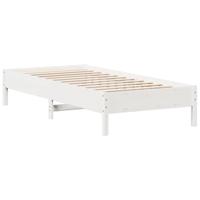 Bedframe massief grenenhout wit 90x200 cm - thumbnail