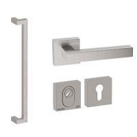 Hardbrass Roestvrijstalen Voordeurset Vierkant RVS Geborsteld met Denver S 600 SKG3 - thumbnail