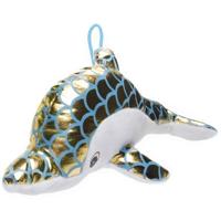 LG-Imports knuffeldolfijn Shiny meisjes 24 cm pluche goud/blauw - thumbnail