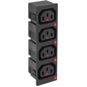 ACT STF074 C13 IEC Lock Net Entree (4x uitgang) | Zwart