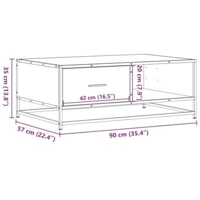 Salontafel 90x57x35 cm bewerkt hout en metaal grijs sonoma