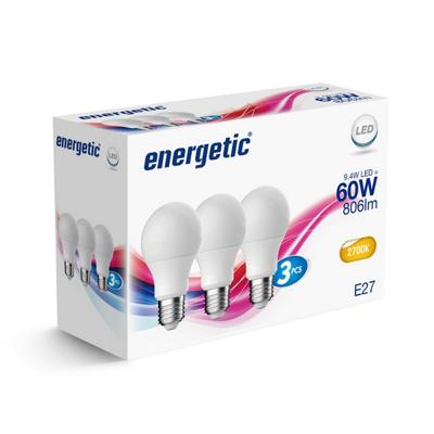 Energetic led bulb lampen e27 60w 3 stuks