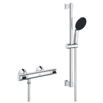 GROHE Precision Flow Doucheset - thermostatische douchekraan - met glijstangset - 60cm - ronde handdouche - 1 straalsoort - gladde doucheslang - chroom 34800001