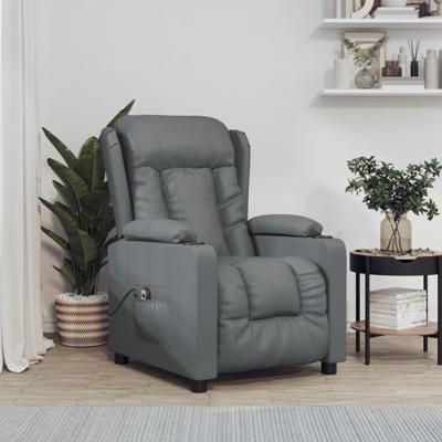 Fauteuil verstelbaar elektrisch kunstleer grijs