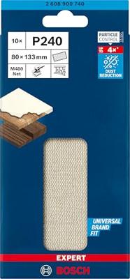 Bosch Accessories EXPERT M480 2608900740 Schuurnet voor vlakschuurmachine Ongeperforeerd Korrelgrootte (num) 240 (l x b) 133 mm x 80 mm 10 stuk(s)