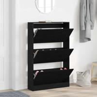 Schoenenkast Zwart Eiken 80 x 21 x 125,5 cm Bewerkt hout - thumbnail