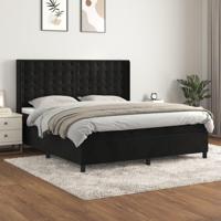 Boxspring met matras fluweel zwart 180x200 cm - thumbnail