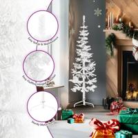 Kunstkerstboom half met standaard smal 180 cm wit - thumbnail