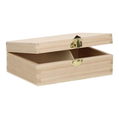 Playwood Houten kaarten kist met 2 vakken en klepdeksel