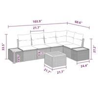 Tuinbankenset met kussen 6 pcs Zwart Poly riet - thumbnail
