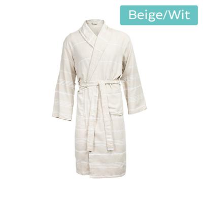 The One Towelling Hamam Badjas Beige/White-S/M