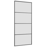 Schuifdeur met beslagset 90x205 cm ESG glas zwart - thumbnail