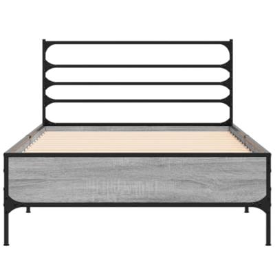 Bedframe bewerkt hout en metaal grijs sonoma eiken 90x200 cm