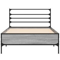Bedframe bewerkt hout en metaal grijs sonoma eiken 100x200 cm - thumbnail