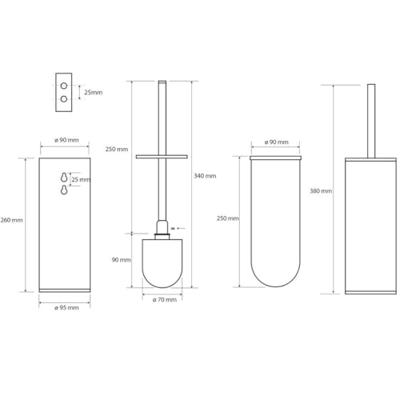 Toiletborstelhouder Sapho X-Steel Hangend Rond 39x9 cm RVS Sapho Toiletborstelhouder Sapho X-Steel Hangend Rond 39x9 cm RVS Sapho