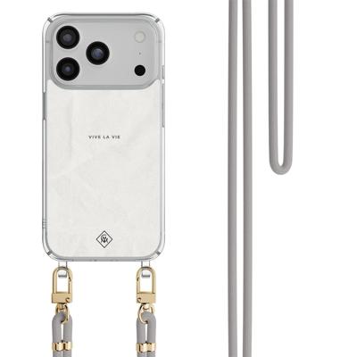 iPhone 17 Pro Max hoesje met grijs koord - Vive la vie