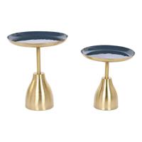 Set van 2 tafels Home ESPRIT Blauw Gouden 40,5 x 40,5 x 48 cm - thumbnail