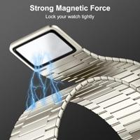 Magnetische stalen band - Zeer sterke magneet - Goud - Geschikt voor Apple Watch 44mm / 45mm / 46mm / 49mm - thumbnail