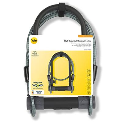 Blocco di sicurezza YALE U - Venduto con certificazione Silver Secure + Cavo - Per bici, ATV - 230 x 115 x 13 mm