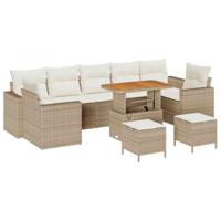 Tuinbankenset 10 pcs Beige poly rattan - thumbnail