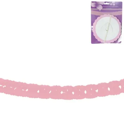 Slinger rond papier roze 3 m | 24 stuks
