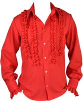 Party Blouse Rouches Zijden Rood - thumbnail
