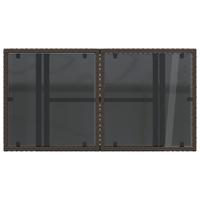 Tuintafel met glazen blad 100x55x73 cm poly rattan bruin - thumbnail
