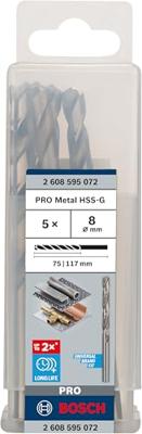 Bosch Accessories 2608595072 2608595072 HSS Metaal-spiraalboor 8 mm Gezamenlijke lengte 117 mm Geslepen DIN 338 Cilinderschacht 5 stuk(s)