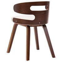 Eetkamerstoelen 2 st gebogen hout en kunstleer crmekleurig - thumbnail
