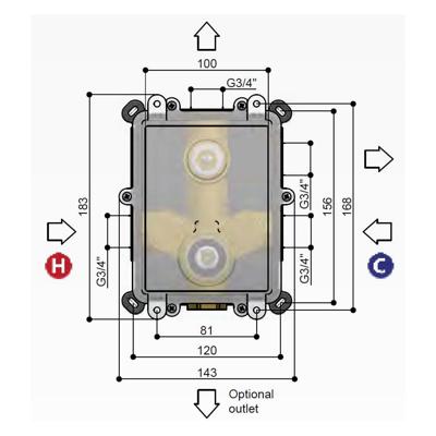 Hotbath - Inbouwbox Met 2-Weg-Omstel Hotbath - Inbouwbox Met 2-Weg-Omstel