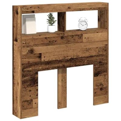 Hoofdbordkast met LED 100x17x102 cm oud hout