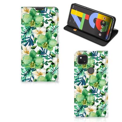 Google Pixel 4a Smart Cover Orchidee Groen Google Pixel 4a Smart Cover Orchidee Groen