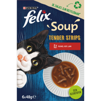 Felix Soup Tender Strips met rund/kip/lam kattensoep 8 x (6 x 48 g) - thumbnail