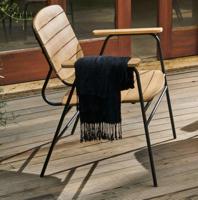 Orbec lounge chair black steel/acacia teak look Eurofar - Eurofar - thumbnail