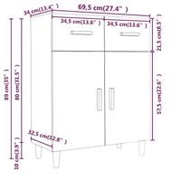 Dressoir 69,5x34x89 cm bewerkt hout betongrijs - thumbnail