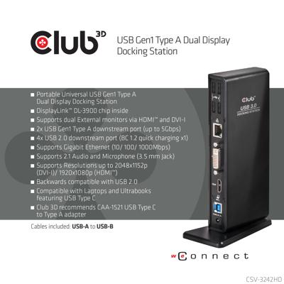 club3D CSV-3242hD Laptopdockingstation Geschikt voor merk (dockingstation): Universeel