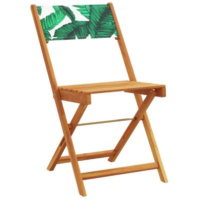 3-delige Bistroset bladpatroon stof en massief hout - thumbnail