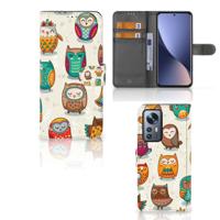 Xiaomi 12 Pro | Telefoonhoesje | Met pasjeshouder | Vrolijke Uilen - thumbnail