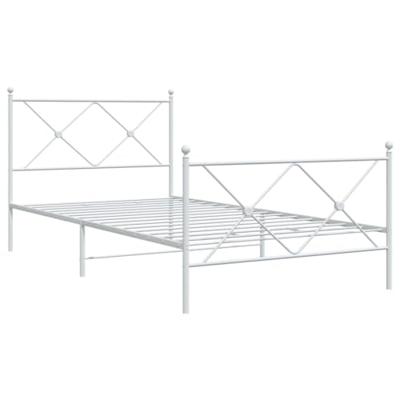 Bedframe met hoofd- en voeteneinde metaal wit 107x203 cm Bedframe met hoofd- en voeteneinde metaal wit 107x203 cm
