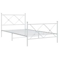 Bedframe met hoofd- en voeteneinde metaal wit 107x203 cm - thumbnail
