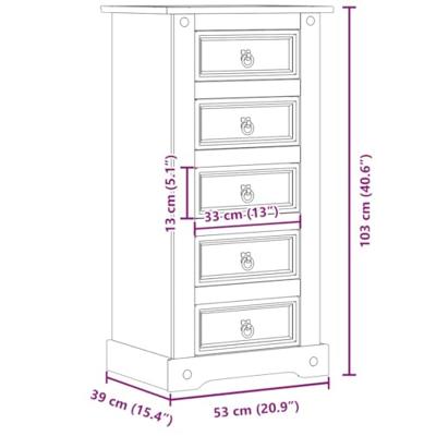 Nachtkastje Corona 53x39x103 cm massief grenenhout Nachtkastje Corona 53x39x103 cm massief grenenhout
